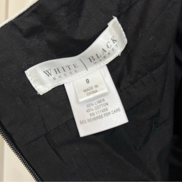 White House Black Market Embroidered Linen Halter Dress in Black, Size 0 - Picture 7 of 7